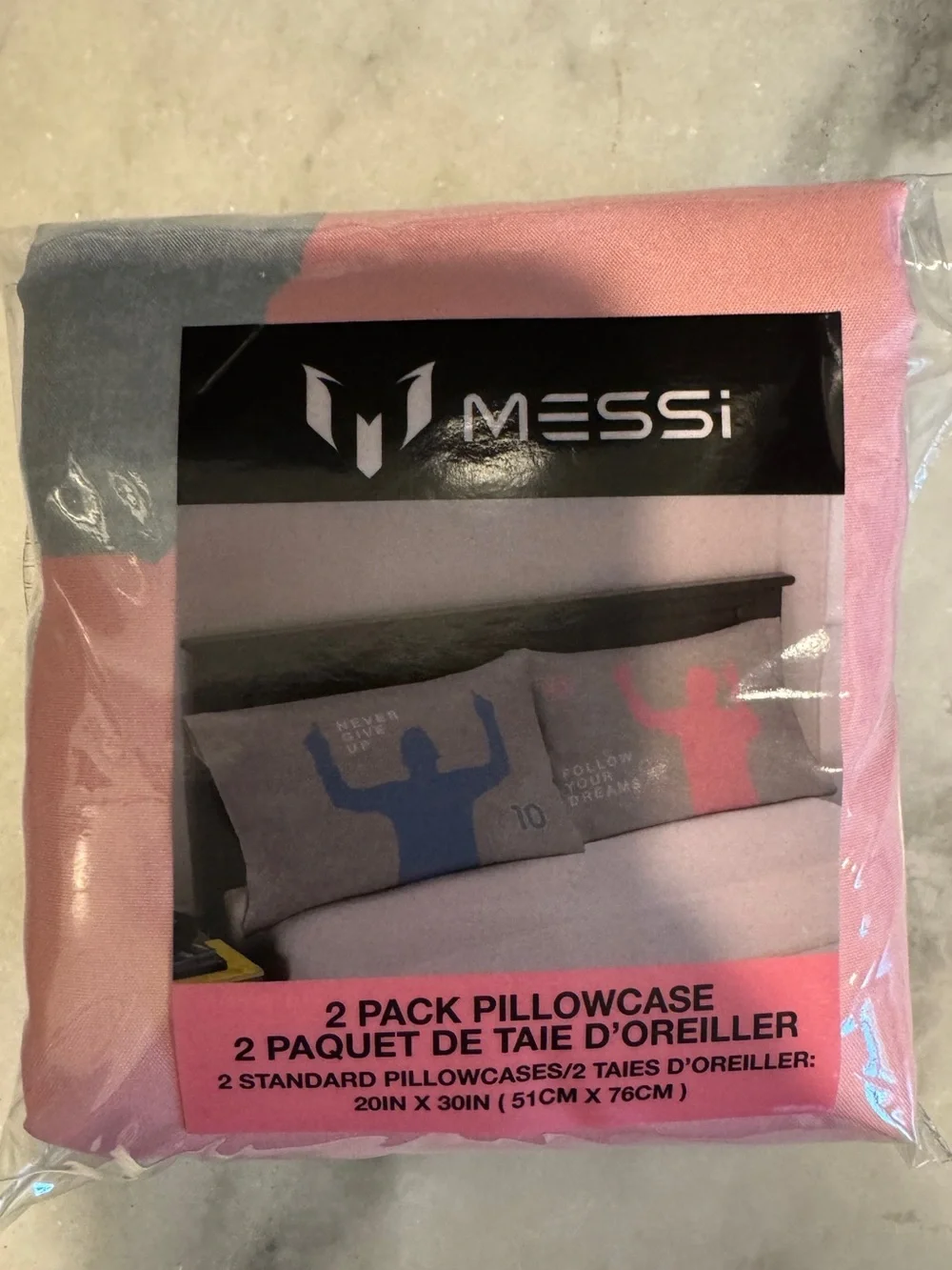 Messi Twin pillowcases qty 2 Silhouette Graphic Pillow